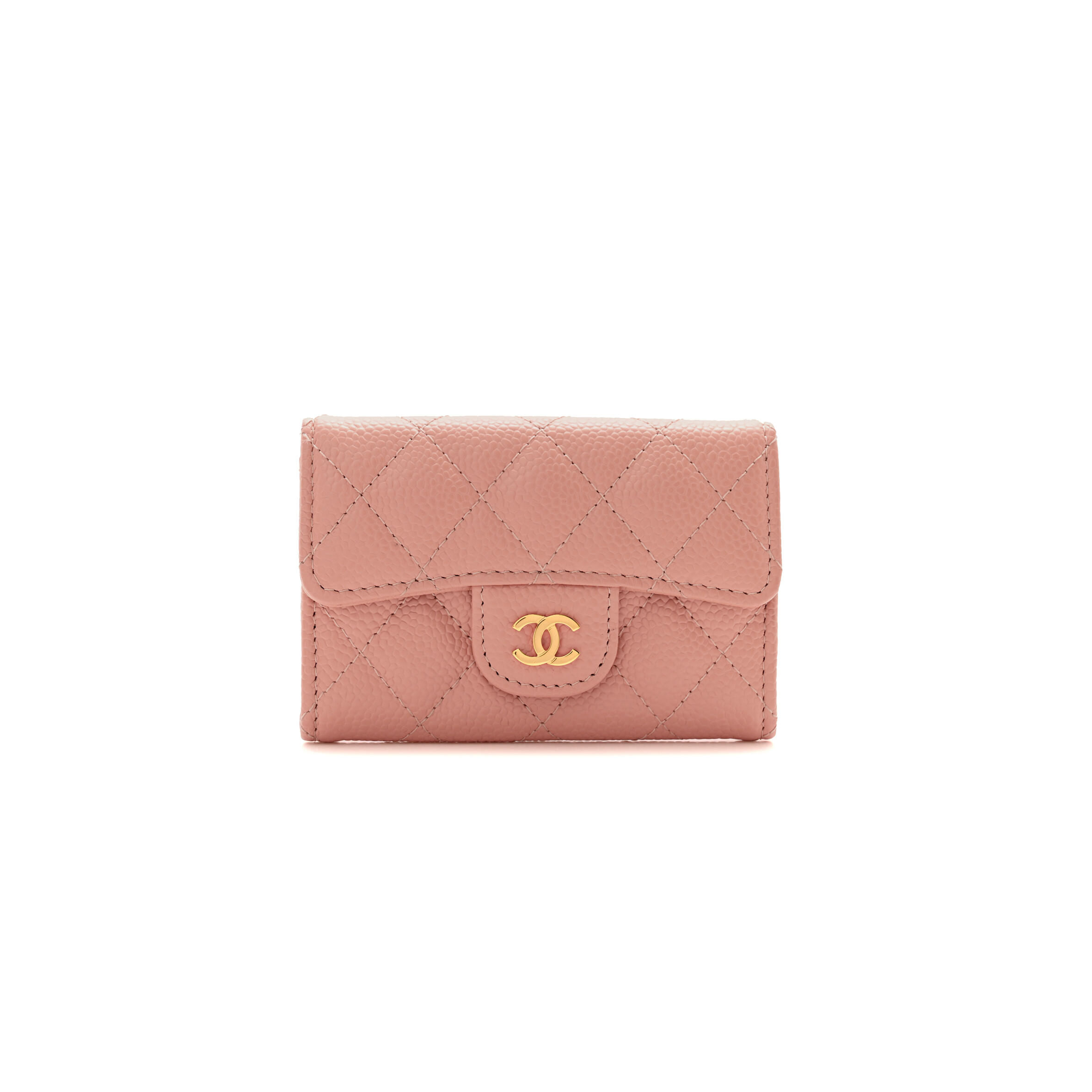CHANEL CAVIAR QUILTED FLAP CARD HOLDER WALLET LIGHT PINK AP0214 (11.3*7.5*2.5cm)